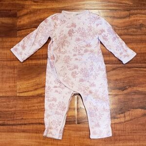 Janie and Jack EUC 12-18 months light pink safari toile one-piece wrap romper